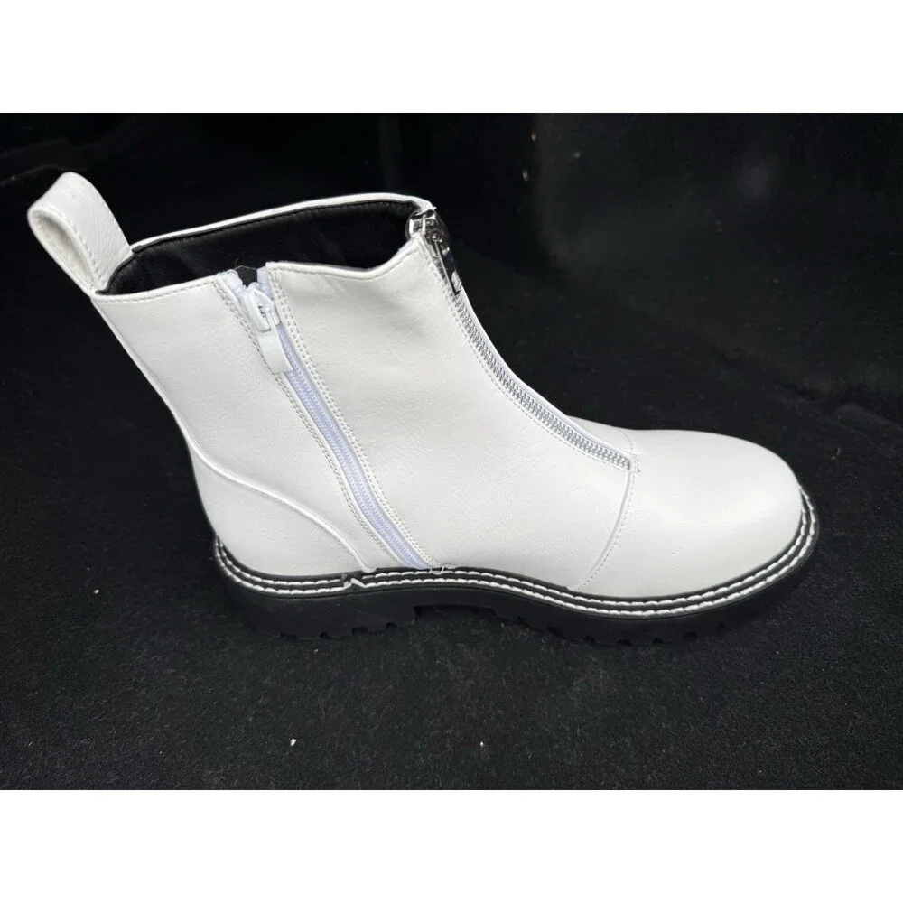 H&M Chucky Off White Women Boots With Front Zipper Size 7 New